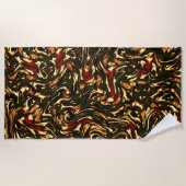 Spoelroodbruine en gele krommen strandlaken (Voorkant)