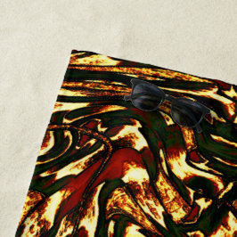 Spoelroodbruine en gele krommen strandlaken