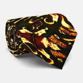 Spoelroodbruine en gele krommen stropdas (Opgerold)