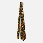 Spoelroodbruine en gele krommen stropdas (Achterkant)