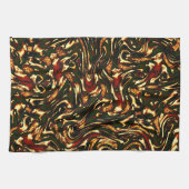 Spoelroodbruine en gele krommen theedoek (Horizontaal)