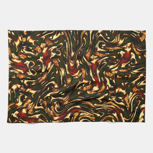 Spoelroodbruine en gele krommen theedoek (Horizontaal)