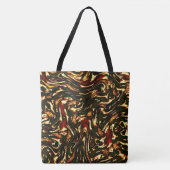 Spoelroodbruine en gele krommen tote bag (Voorkant)