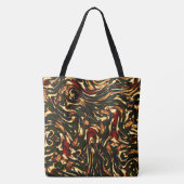 Spoelroodbruine en gele krommen tote bag (Achterkant)