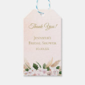 Spoelroze en gouden Waterverf Cadeaulabel (Voorkant)