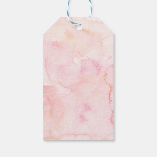 Spoelroze en gouden Waterverf Cadeaulabel (Achterkant)