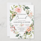 Spoelroze en perzikflorale boho bruiloft brunch kaart (Voorkant)