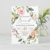 Spoelroze en perzikflorale boho bruiloft brunch kaart (Staand voorkant)