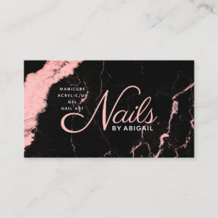 Spoelroze marmernails met "naam" visitekaartje