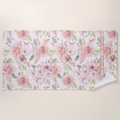 Spoelroze roze roze bloemkollage strandlaken (Voorkant)