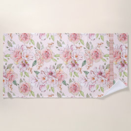 Spoelroze roze roze bloemkollage strandlaken