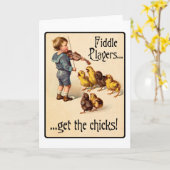 Spoelspelers halen de Chicken Violin Music Kaart (Gele Bloem)