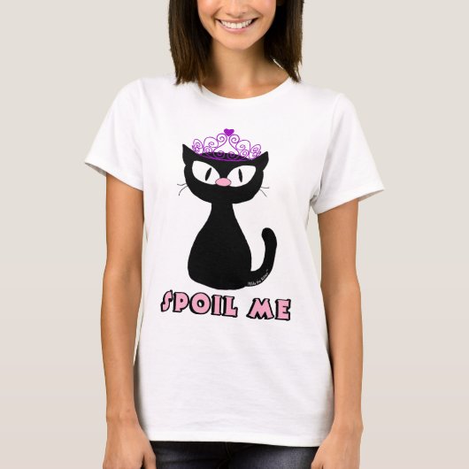 SPOIL ME Cute Black Cartoon Princess Cat T-shirt (Voorkant)