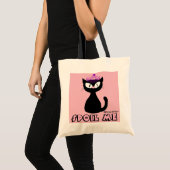 "SPOIL ME" Cute Black Cat Hilda the Kitten Tote Bag (Voorkant (product))