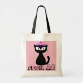 "SPOIL ME" Cute Black Cat Hilda the Kitten Tote Bag (Voorkant)