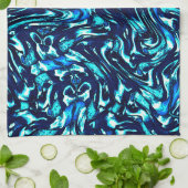 Spoiled blauwe en cyaan curves theedoek (Gevouwen)