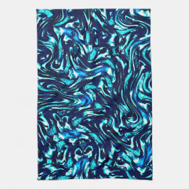 Spoiled blauwe en cyaan curves theedoek