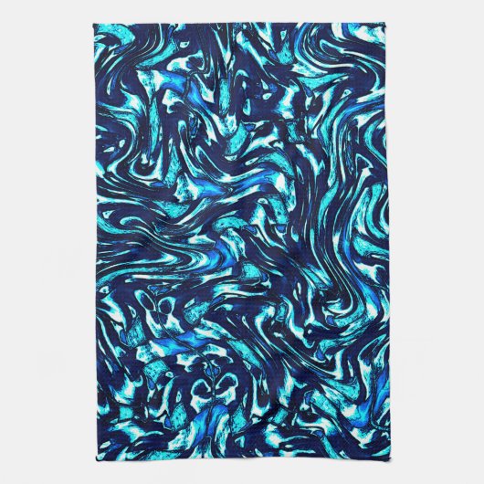 Spoiled blauwe en cyaan curves theedoek (Verticaal)