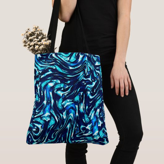 Spoiled blauwe en cyaan curves tote bag (Dichtbij)