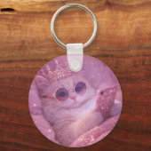 Spoiled Princess Cat Texting in Bed                Sleutelhanger (Voorkant)