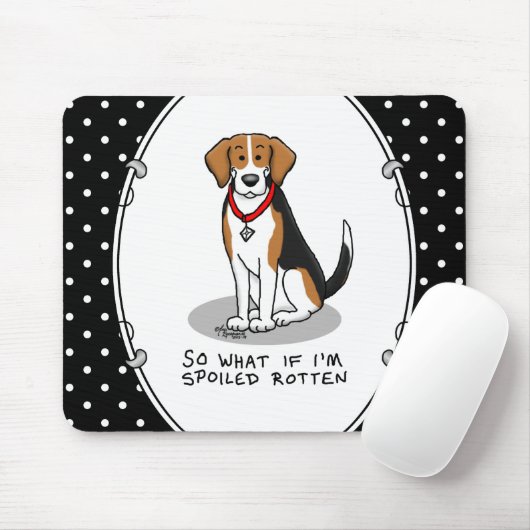Spoiled Rotten Beagle (tri color 3) Dog Funny Muismat (Met muis)