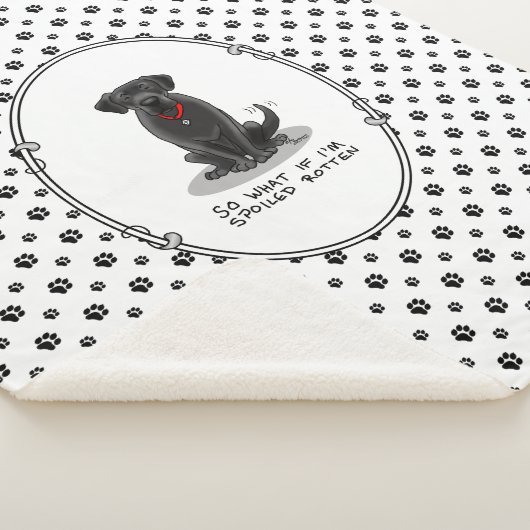 Spoiled Rotten Black Lab Labrador Retriever Dog Sherpa Deken (3/4)