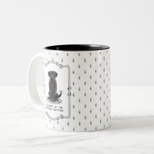 Spoiled Rotten Black Lab Labrador Retriever Dog Tweekleurige Koffiemok (Voorkant links)