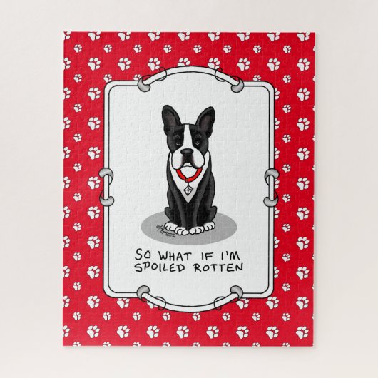 Spoiled Rotten Boston Terrier (zwarte hond) Legpuzzel (Verticaal)