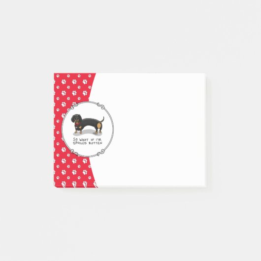 Spoiled Rotten Dachshund Dog (S zwart & tan) Cute Post-it® Notes (Voorkant)