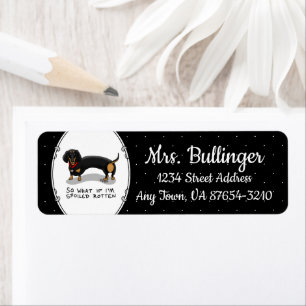 Spoiled Rotten Dachshund (S zwart & tan) Cute dog Etiket