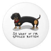 Spoiled Rotten Dachshund (S zwart & tan) Cute dog Keramische Knop (Voorkant)