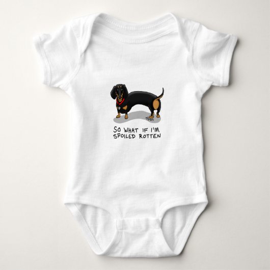 Spoiled Rotten Dachshund (S zwart & tan) Cute dog Romper (Voorkant)