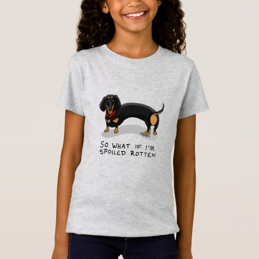Spoiled Rotten Dachshund (S zwart & tan) Cute dog T-shirt (Voorkant)