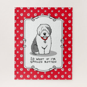 Spoiled Rotten Old English Sheepdog (Grey 1) Funny Legpuzzel