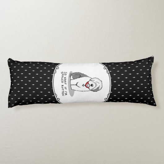 Spoiled Rotten Old English Sheepdog (Grey 1) Funny Lichaamskussen (Achterkant)