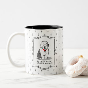 Spoiled Rotten Old English Sheepdog (Grey 1) Funny Tweekleurige Koffiemok