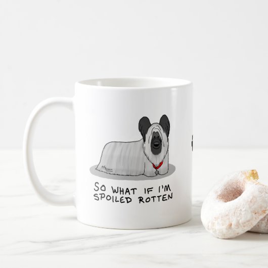 Spoiled Rotten Skye Terrier Dog (zilver) Cute Fun Koffiemok (Met donut)