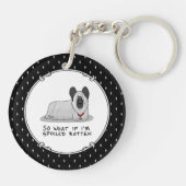 Spoiled Rotten Skye Terrier Dog (zilver) Cute Fun Sleutelhanger (Achterkant)