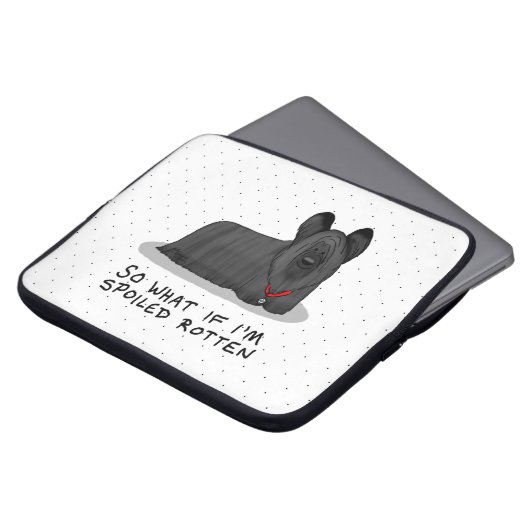 Spoiled Rotten Skye Terrier Dog (zwart) Cute Funny Laptop Sleeve (Voorkant top)