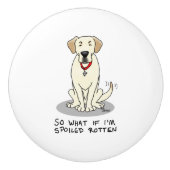 Spoiled Rotten Yellow Lab Labrador Retriever Funny Keramische Knop (Voorkant)