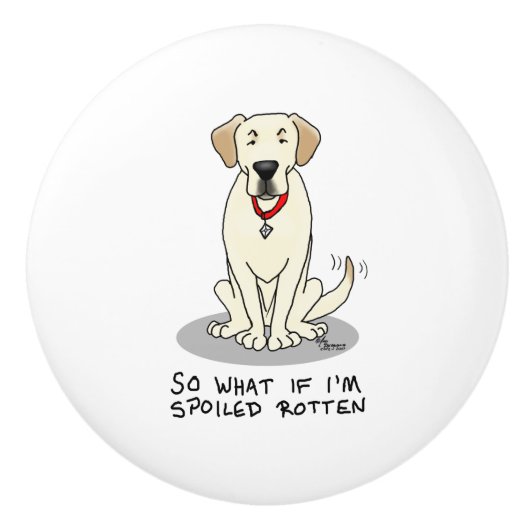 Spoiled Rotten Yellow Lab Labrador Retriever Funny Keramische Knop (Voorkant)
