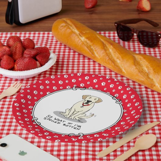 Spoiled Rotten Yellow Lab Labrador Retriever Funny Papieren Bordje (Picknick)