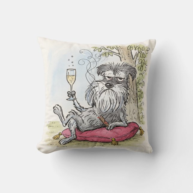 Spoiled Special Grey Schnauzer Throw Pillow Kussen (Voorkant)