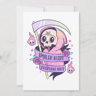 Spoiler Alert Iedereen Sterft Schattige Roze Hallo Kaart