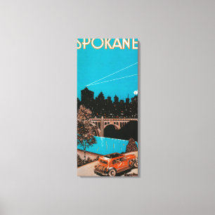 Spokane Adverteren Poster #1Spokane, WA Canvas Afdruk