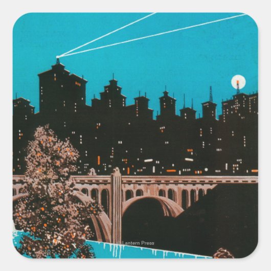 Spokane Adverteren Poster #1Spokane, WA Vierkante Sticker (Voorkant)