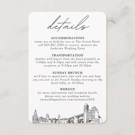 Spokane Bruiloft Details Behuizing Kaart (Voorkant)