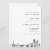 Spokane bruiloft elegante skyline uitnodiging (Voorkant / Achterkant)