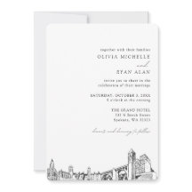 Spokane bruiloft elegante skyline uitnodiging
