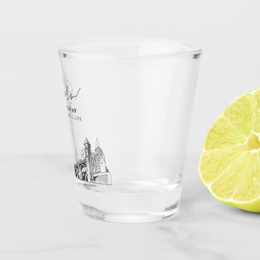 Spokane bruiloft gunst gepersonaliseerd gejuich shot glas (Rechts)